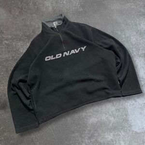 Old Navy Mens Black Fleece Pullover Sweatshirt XX Large Logo Quarter Zip